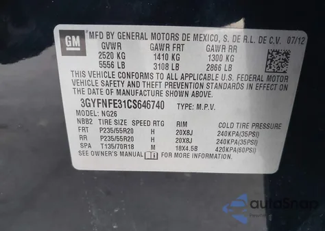 2012 Cadillac Srx Premium Collection из США, поврежденный, VIN 3GYFNFE31CS646740